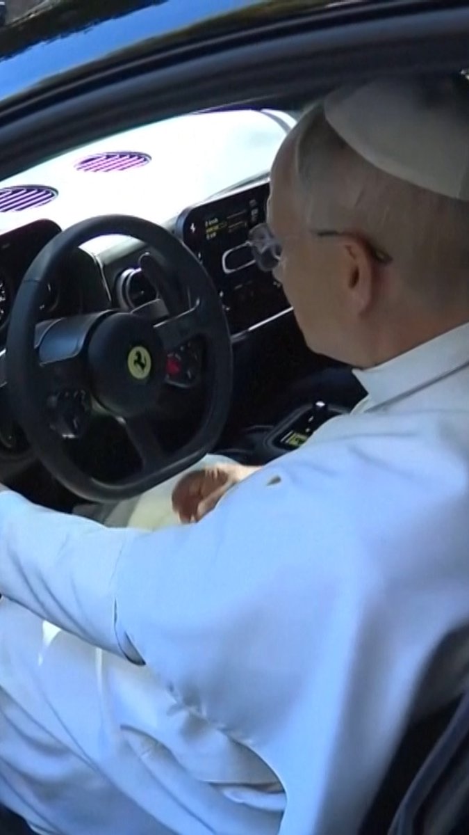 Pope Leo XIV got a close look at the first fully electric Ferrari while sitting in the driver's seat and inspecting its various details. Ferrari says the Luce can go from 0 to 100km/h in 2.5 seconds and from 0 to 200km/h in 6.5 seconds. It is expected to go on sale for $640,000.