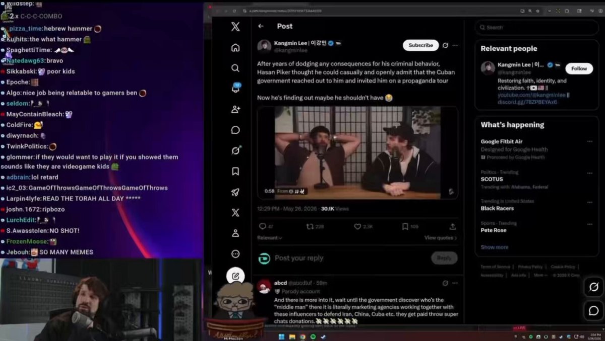 Destiny on why he has no sympathy for Hasan's current situation "FARA violations are broad af and he said a lot of stupid sh*t..oh no, he's gone..Jordan and Comer (House Oversight Committee)? He's gonzo" "U are asking of me to have superhuman levels of sympathy..I will never ever have sympathy..for a nepotistic baby who's entire future was already going to be plated gold..to be cheering on as he tries to, as much as he can, nuke parts of my career" "From a political perspective maybe ya the Trump admin doing what they're doing is not good but that was already happening, we knew that..Hasan doesn't have the right to complain about anything the admin does when he refused to campaign against it..he wanted accelerationism, he just didnt want to be the one getting accelerated"