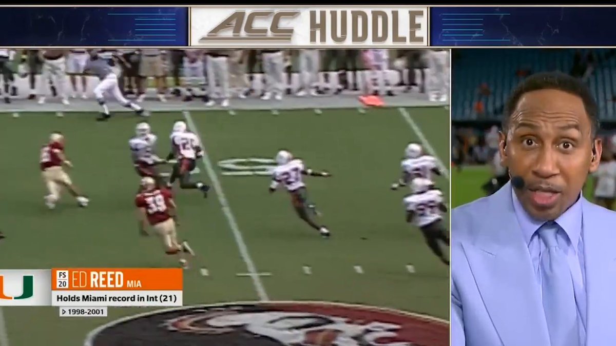 Stephen A. Smith's top 5 Canes of all time. All these guys were amazing. 4 of 5 are on D. The playmaker the lone player on O. His list: 1. Ray Lewis 2. Michael Irvin 3. Ed Reed 4. Warren Sapp 5. Sean Taylor