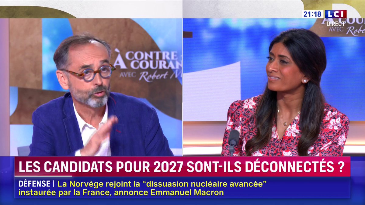 L’émission s’appelle « à contre-courant avec Robert Ménard » et c’est un ramassis de baratin réac mainstream avec un mec qu’on voit sur toutes les chaînes qui discute avec d’autres tocards qui sont d’accord avec lui sur tout Ça c’est de la pub mensongère…