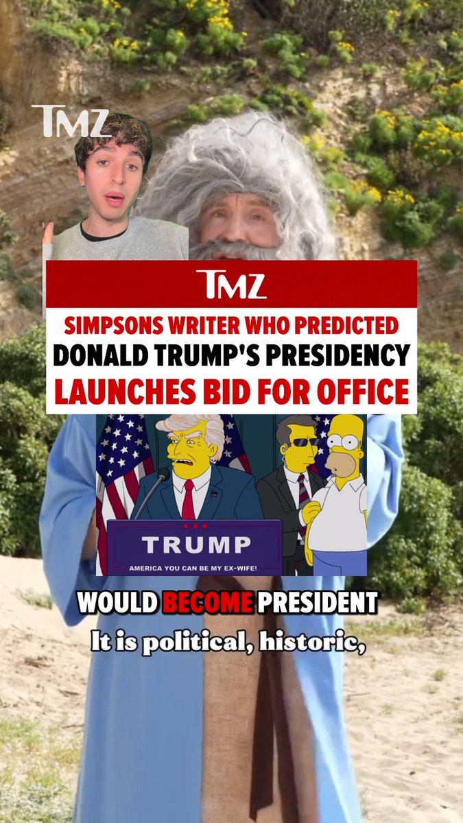 Dan Greaney, the Simpsons writer who infamously accidentally predicted Donald Trump's presidency in the year 2000 episode "Bart to the Future," has announced his bid for president in 2028. 👀 (🎥: Fox; Instagram/dangreaneyusa)