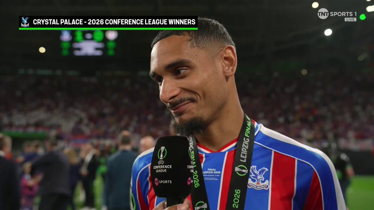 "We've put our trust in him and it's working" Maxence Lacroix talks winning their third trophy in two years under Oliver Glasner... 🎙️ Liam MacDevitt 📺 TNT Sports and HBO Max