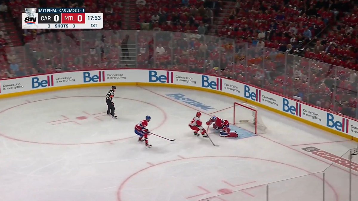 The birthday boy makes a huge save early in Game 4! 📺: NHLonTNT, Sportsnet, &amp; TVA Sports