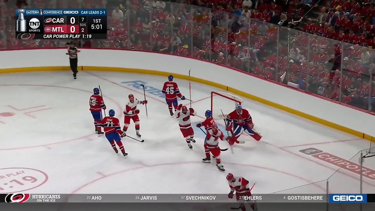 Sebastian Aho gets the Carolina Hurricanes on the board first! ๐บ: NHLonTNT, Sportsnet, & TVA Sports