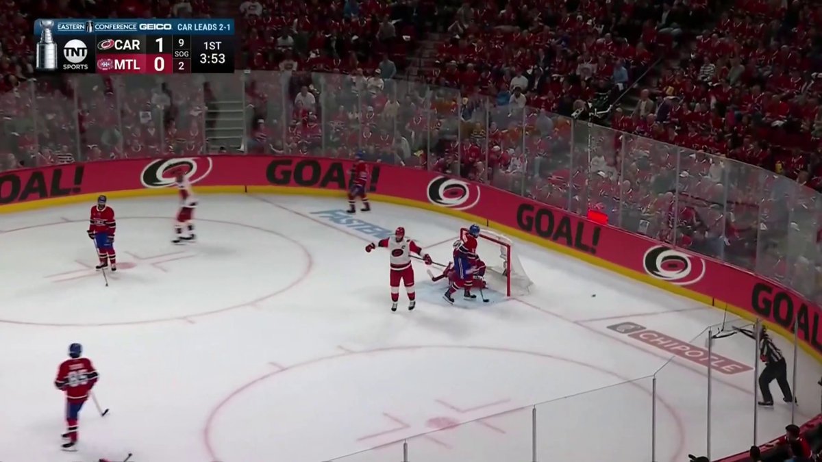 The Hurricanes came out flying in the first period of Game 4 💥 They buried 3 goals in just 2:47, the second-fastest three-goal burst in franchise playoff history.