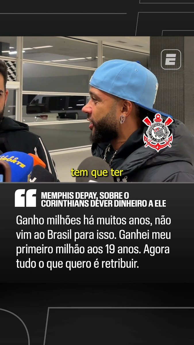 Perguntado se a dívida atual do Corinthians pode atrapalhar na renovação de contrato, Memphis Depay foi sincero e falou sobre suas intenções no Brasil! Assista aos jogos AO VIVO da Conmebol Libertadores pela ESPN no Plano Premium do #DisneyPlus! #LibertadoresNaESPN