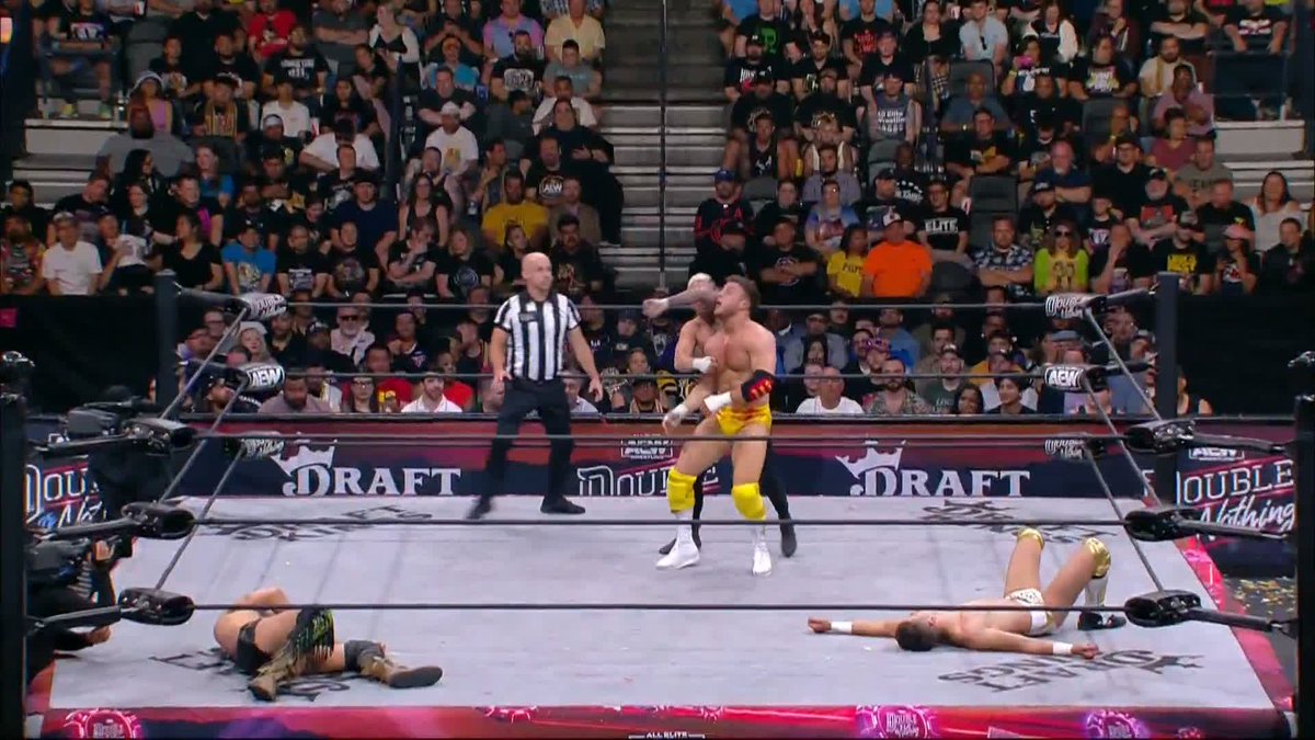 3 years ago today at Double Or Nothing, AEW's 4 Pillars paid homage to their respective mentors. Darby Allin: Scorpion Death Drop Sammy Guevara: Codebreaker Jack Perry: Killswitch MJF: Cross Rhodes