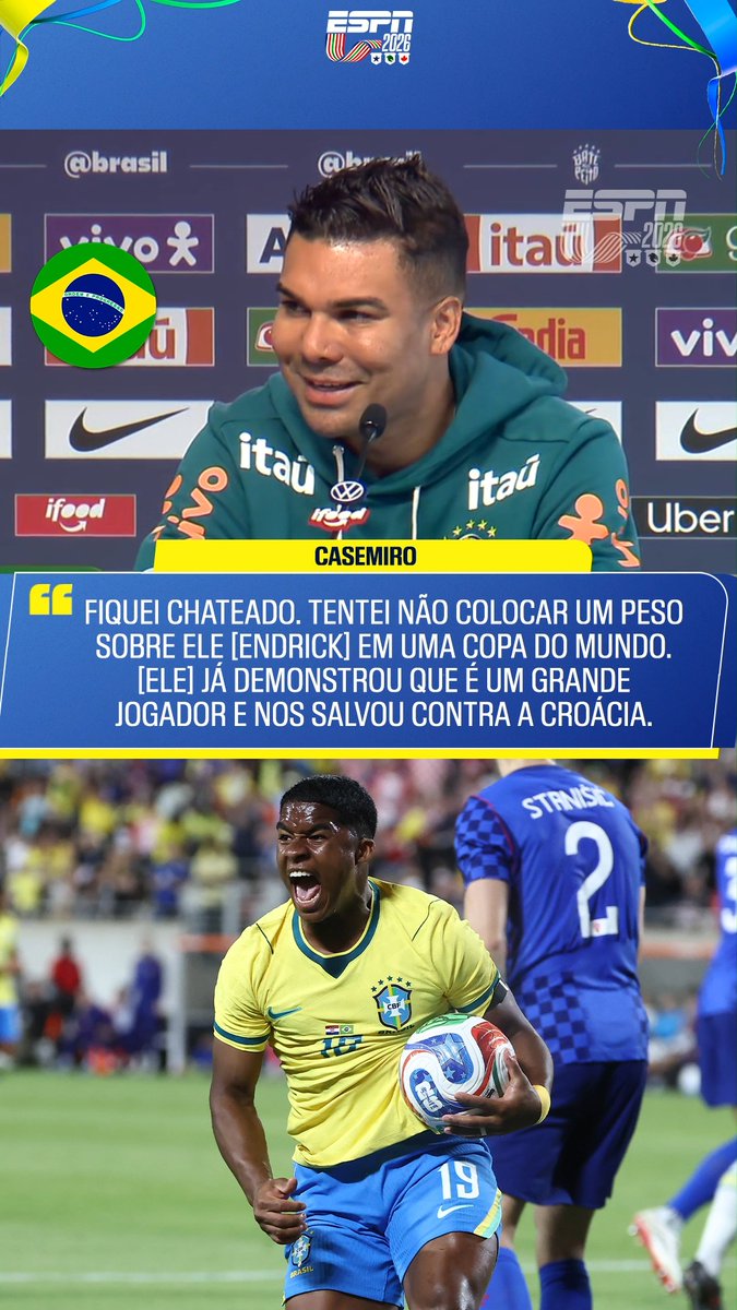 Casemiro peidou pro Endrick, agora que ele foi convocado é mole.