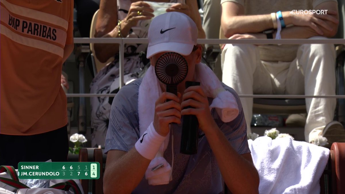 🪭🪭🪭 Ni un ventilador va a poder arreglar esto para Sinner #RolandGarros