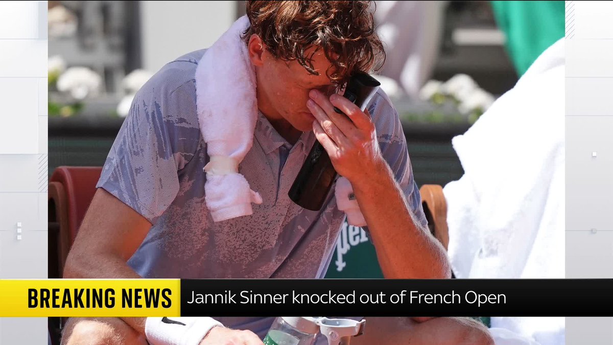 BREAKING: World tennis number one Jannik Sinner knocked out of French Open by Argentina's Juan Manuel Cerundolo, ending 30-game win streak 📺 Sky 501, Virgin 602, Freeview 233 and YouTube