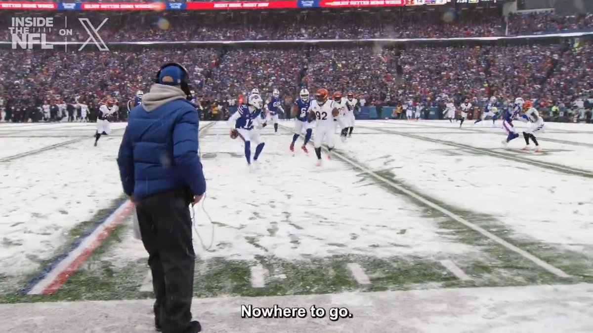 Sideline POV: watching Josh Allen casually thread the needle in the snow 🔥