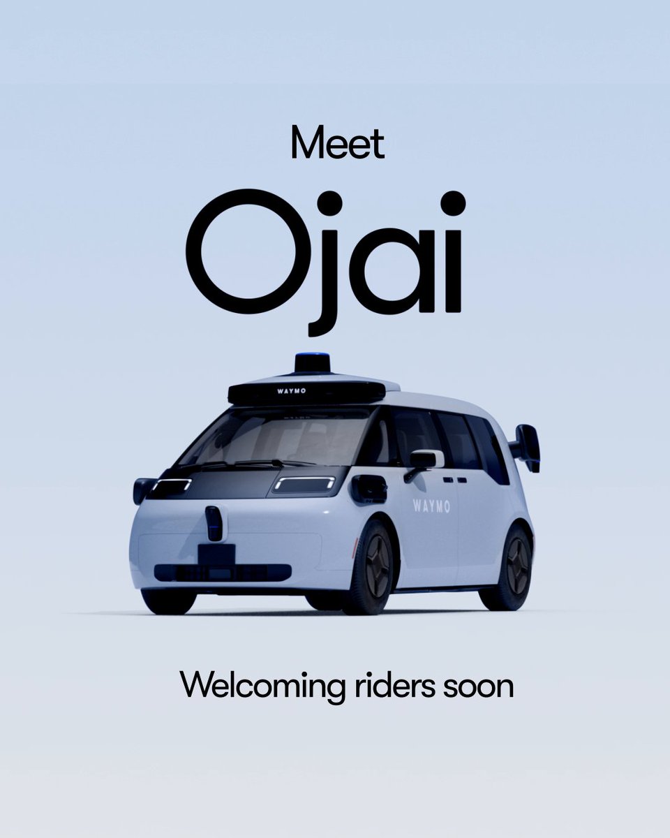Our fleet is expanding! ✨ Meet Ojai, powered by our sixth-gen Waymo Driver. Welcoming riders soon in LA, Phoenix, and San Francisco.