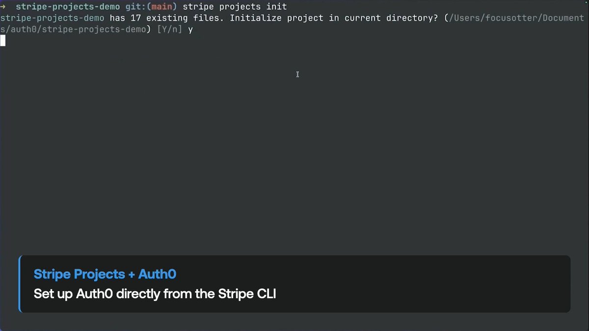 Add Auth0 to your Stripe project with one command. No manual config. No dashboard clicking. Env vars set, app provisioned, ready to go. `stripe projects add auth0/client`