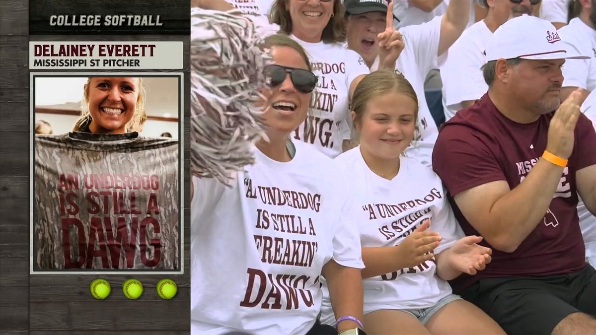 "An underdog is still a freaking dawg!" 🐶 The Mississippi State crowd is all-in on Delainey Everett's mantra 👏