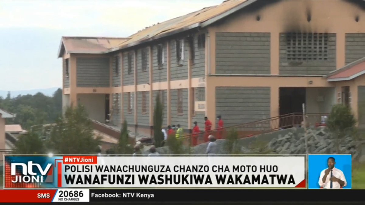 Wanafunzi Washukiwa Wakamatwa: Polisi wanachunguza uwezekano wa moto uliowashwa kimakusudi katika shule ya Utumishi Girls Senior School mjini Gilgil uliosababisha vifo vya wanafunzi 16. Wanafunzi wasiopungua 10 wanazuiliwa na polisi. #NTVJioni Fred Muitiriri Ibrahim Karanja.