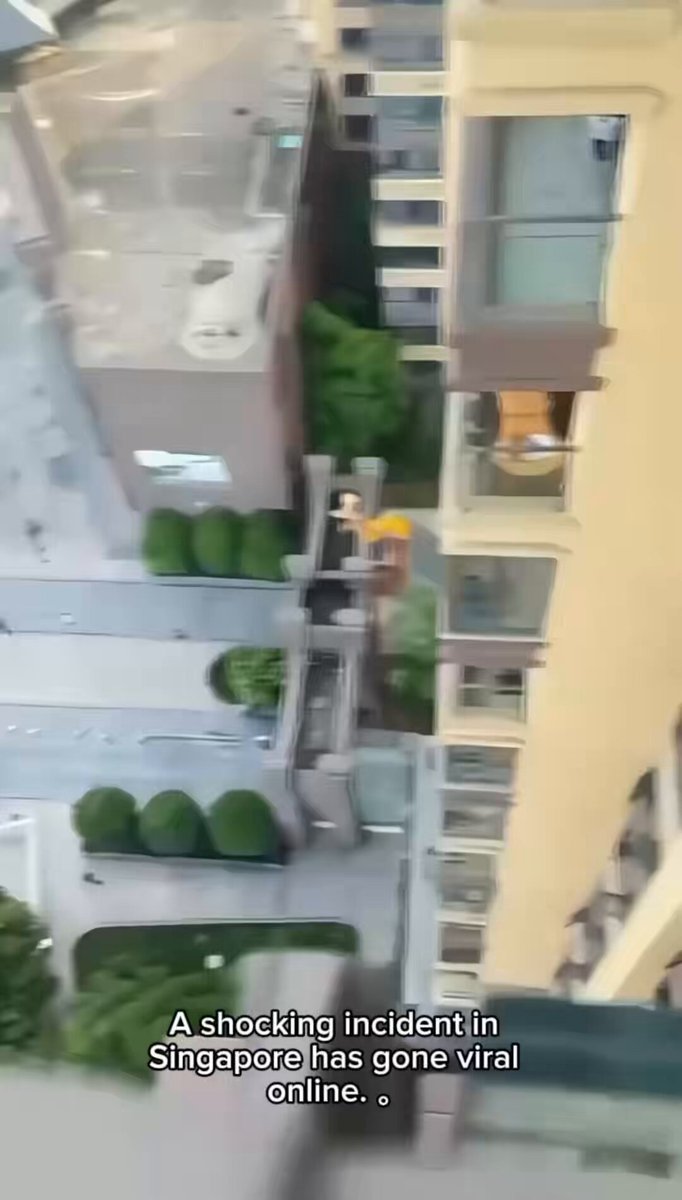 SINGAPORE 🇸🇬 AFFAIR ENDS IN DEATH 💀 A blond fitness trainer allegedly visited his lover, but panic broke out when the homeowner returned unexpectedly. 😳 He reportedly tried escaping through the window, lost his grip and fell to his death instantly. ☠️