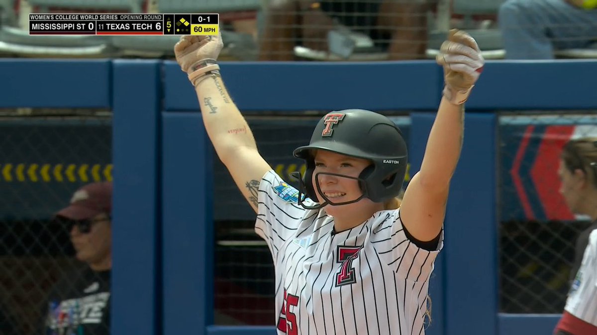 TEXAS TECH WINS BY RUN RULE 😤 The Red Raiders take down Mississippi State 8-0 in the opening round of the WCWS‼️