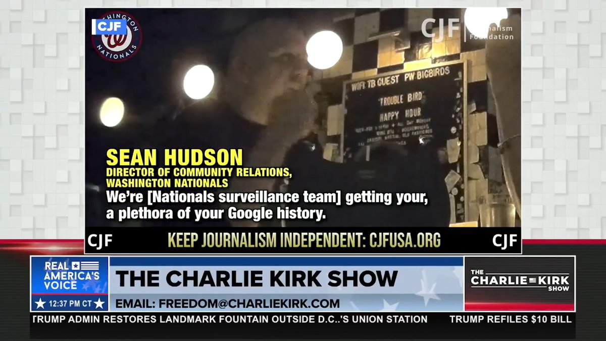DIRECTOR OF BASEBALL TEAM ADMITS TO FAITH DISCRIMINATION AND GOOGLE TRACKING ATTENDEES Washington Nationals director of relations, Sean Hudson is CAUGHT on video with some disturbing statements. James O'Keefe and After Hours with Alex Stein #99 go undercover. Andrew Kolvet