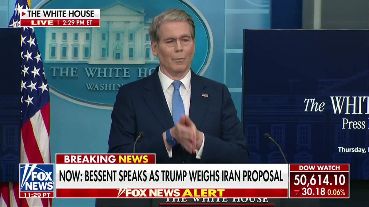 BREAKING: Secretary Scott Bessent issues a stark warning to Iran, revealing the regime's leadership structure is in disarray and that President Trump's patience with the Islamic Republic is wearing thin. "We are being patient. We do not have unlimited patience.” “President Trump always prefers a peace deal. So everything we have done thus far has been defensive... But if President Trump doesn't think he can get a peace deal, then kinetic is back."