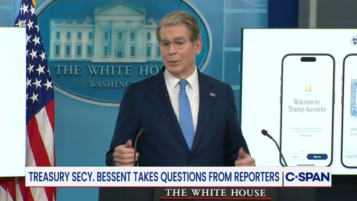 .Treasury Secretary Scott Bessent: "Right now there is proposed legislation in the front of the House, in front of the Senate, to change the first requirement, so that a living person, Donald J. Trump, could be on a $250 bill…it's all up at Capitol Hill"
