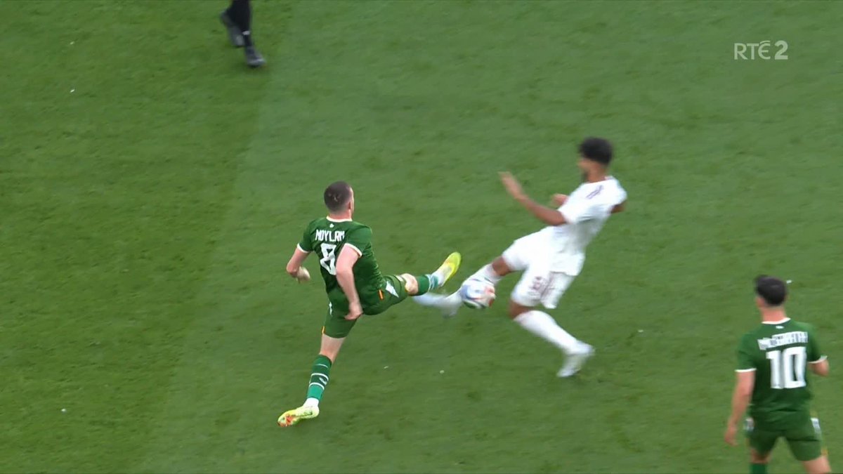 A red card for this in a friendly? Game is gone. This was a shocking call to send Jack Moylan off.