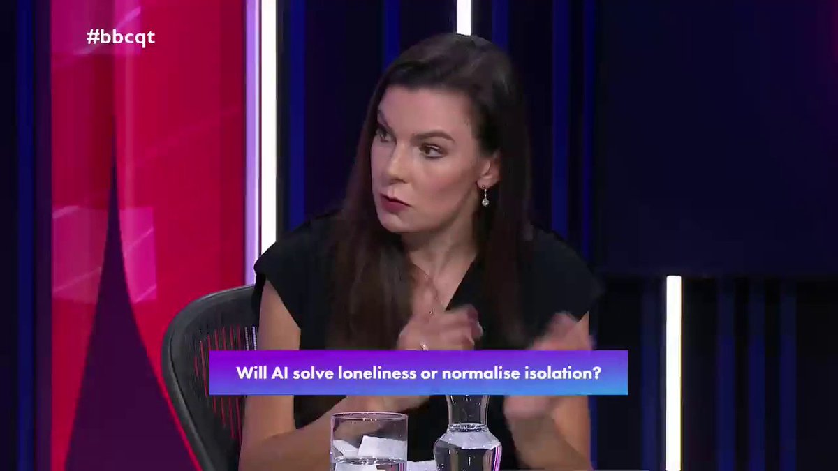 “You’re trading off the mental health of young people, versus… driving small, short-term economic gain” The Tony Blair Institute’s Laura Gilbert says governments “should step in” on chatbots, and says there is a lack of “genuine evidence” for the impact of AI therapists #bbcqt
