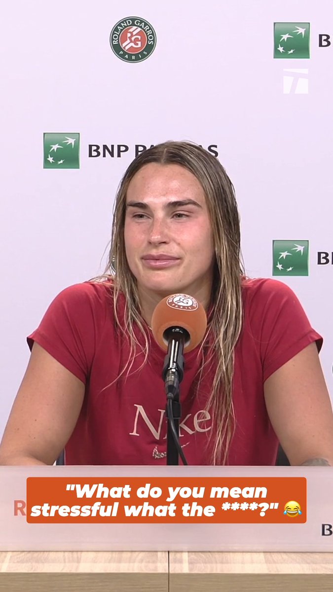 Sabalenka was asked in Roland Garros press about how she handles her team "We really have to ask them how they handle me..." Team: "Stressful" Aryna: "What do you mean stressful? What the f*ck?" ๐๐๐๐๐๐๐