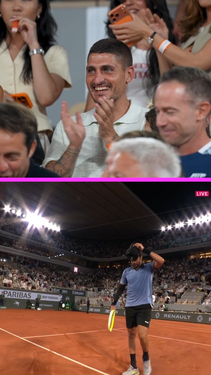 Marco Verratti loved that match point as Matteo Berrettini sealed the win 🤝