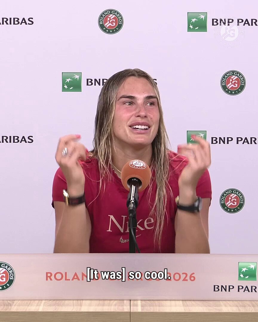 Aryna Sabalenka speaks about cheering for Moise Kouame, who she gets along well, and about Jannik's early exit 🎙️ #RolandGarros