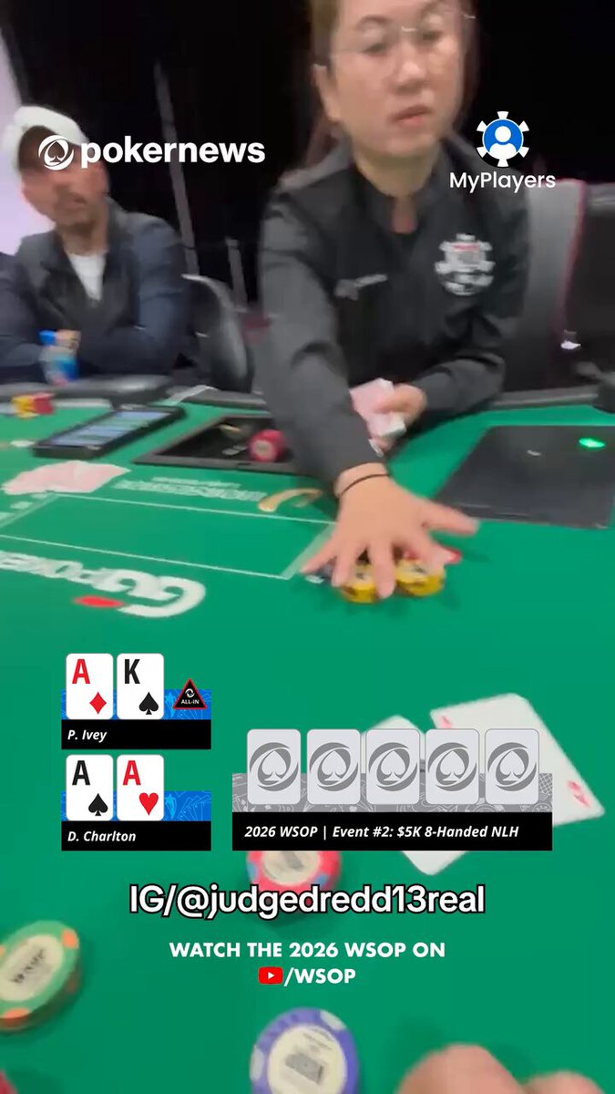 😬 @PhilIvey is all-in and CRUSHED?! The poker goat is at risk in the WSOP - World Series of Poker $5K 8-Handed, and dominated by Dan Charlton's aces! Surely there's no way out for Ivey...