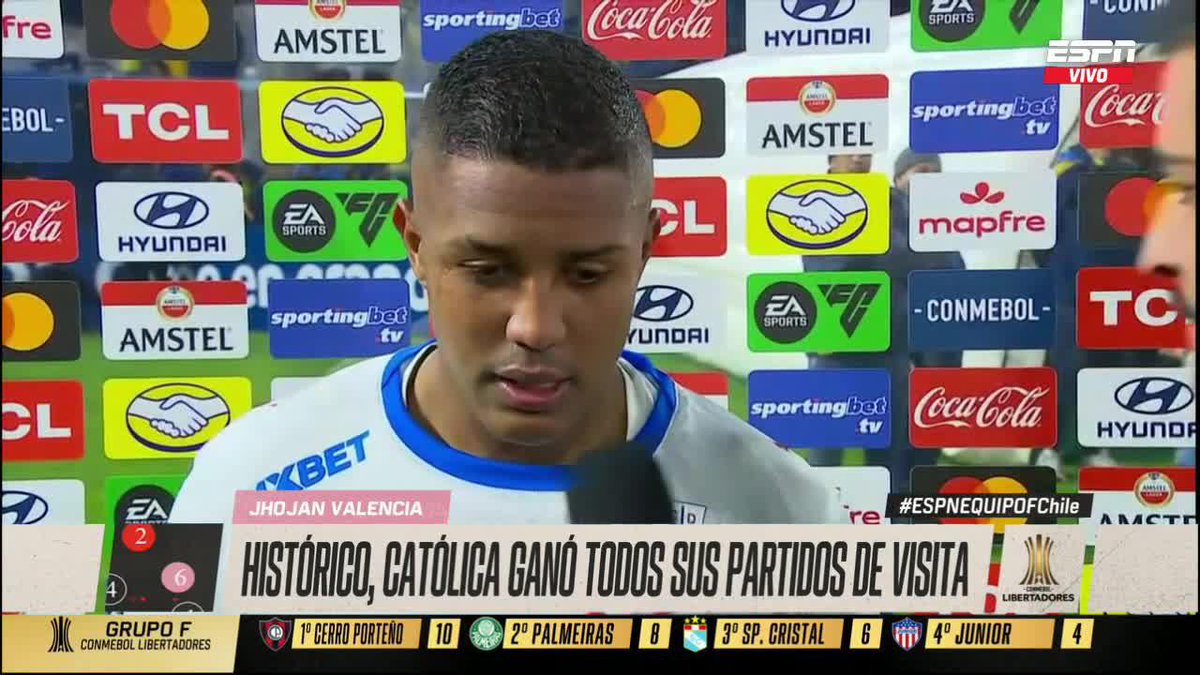 "ESTAMOS PARA GRANDES COSAS" Johjan Valencia, volante de la UC, se refirió al triunfo cruzado en La Bombonera y la clasificación a octavos de la #Libertadores. ▶️ Mira #ESPNEquipoFChile en el Plan Premium de #DisneyPlus