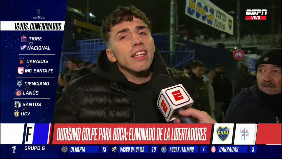 🔥🗣️ Las reacciones de los hinchas de Boca en La Bombonera luego de la derrota y eliminación de la CONMEBOL Libertadores. ▶️ Mirá #ESPNF10 en el Plan Premium de #DisneyPlus