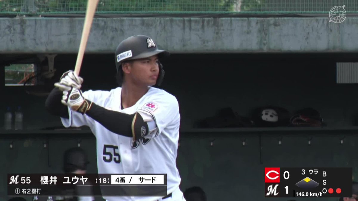 1軍で見てみたい！ 高卒ルーキー 櫻井ユウヤ 2打席連続となる タイムリーツーベース！ ⚾ロッテ×広島（ファーム） #イージースポーツ #chibalotte #だったらDAZN