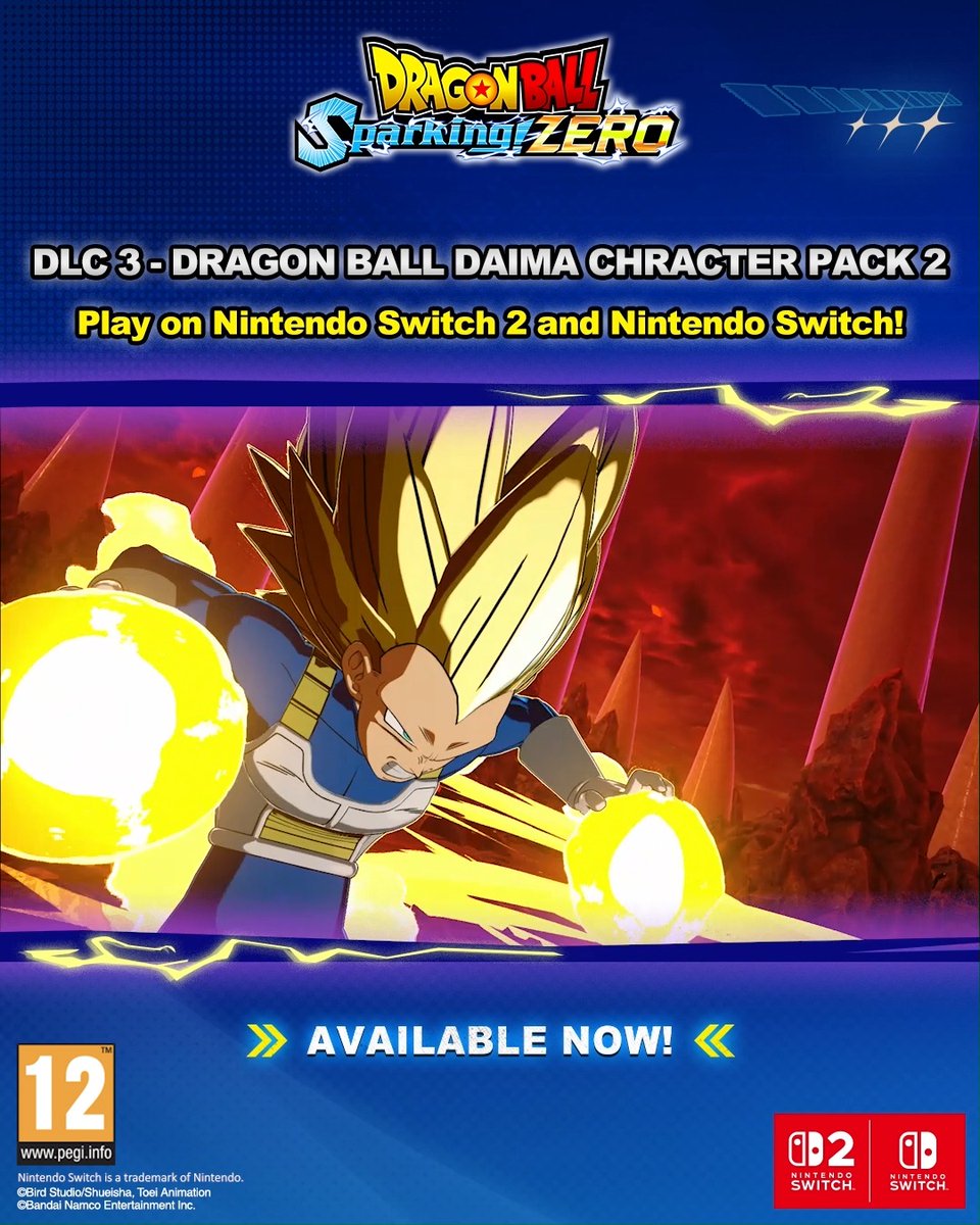 Vegeta (DAIMA), Super Saiyan 3 and Third Eye Gomah join the battle in DRAGON BALL: Sparking! ZERO - DAIMA Character Pack 2! Available now on Nintendo Switch 2 and Nintendo Switch!