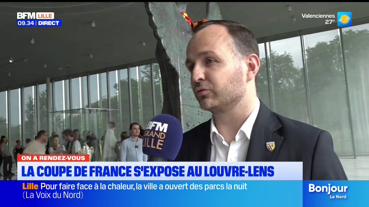 "On n'aura vraiment pas envie de la rendre", Benjamin Parrot directeur général du RC Lens au Louvre-Lens ce matin pour découvrir la Coupe de France avec les supporters. La copie originale leur appartient pendant un an.