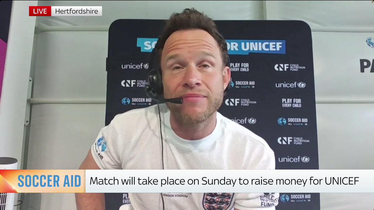 🗣️ ‘We all think we’re good at football until we’re here.’ Singer Olly Murs joins Mornings as he prepares for Soccer Aid on Sunday and says fellow singer Dermot Kennedy, who is playing in the rest of the world team, is his biggest competition.