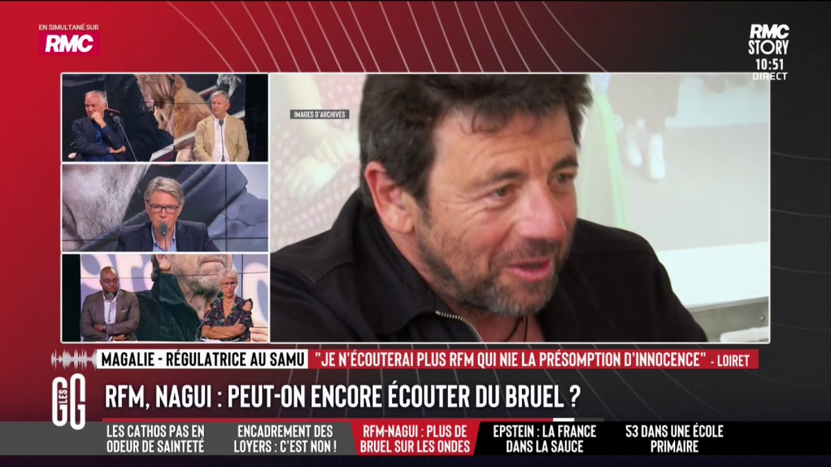 🔴 Patrick Bruel accusé de violences sexuelles: des émissions ne diffuseront plus ses chansons 📞 Le coup de gueule de Magalie au 3216: "Présomption d’innocence forever! Vous boycottez Patrick Bruel, moi je vais vous boycotter. Ça va trop loin, le tribunal médiatique." #GGRMC