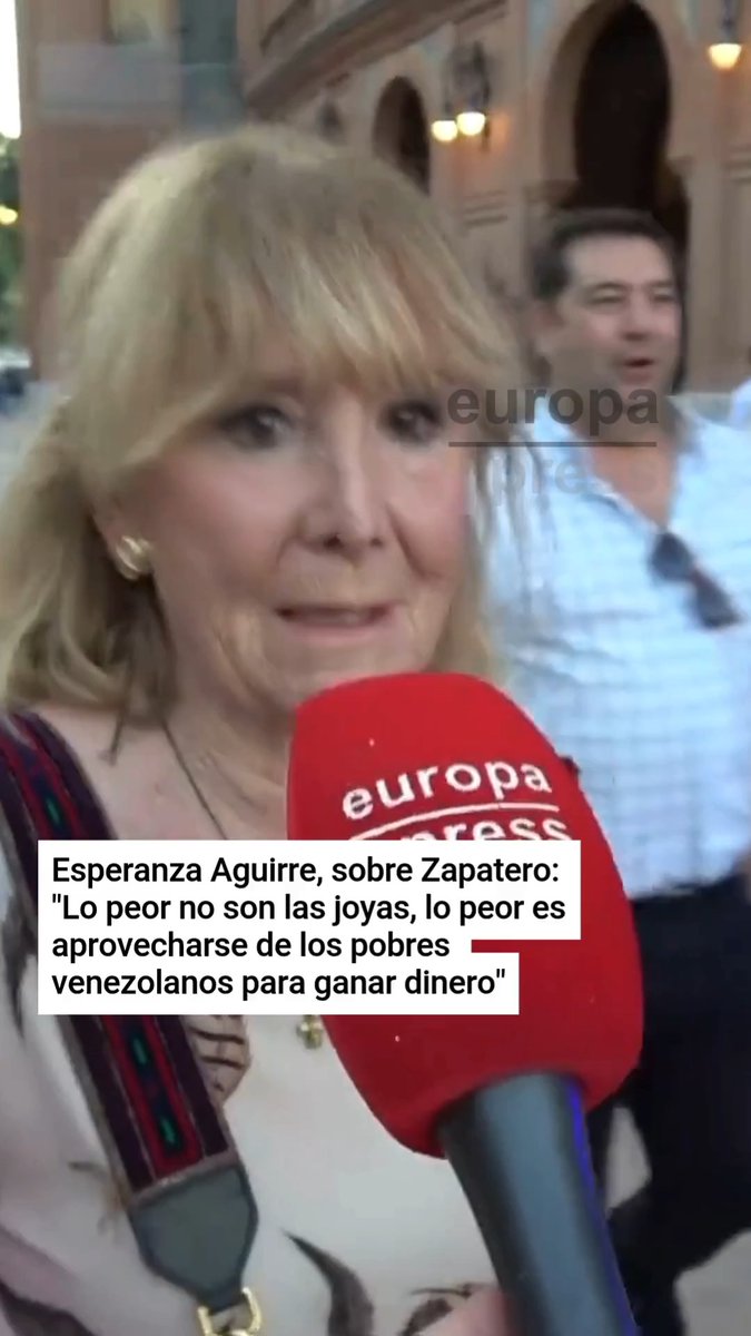 Esperanza Aguirre, sobre Zapatero: "Lo peor no son las joyas, lo peor es aprovecharse de los pobres venezolanos para ganar dinero"