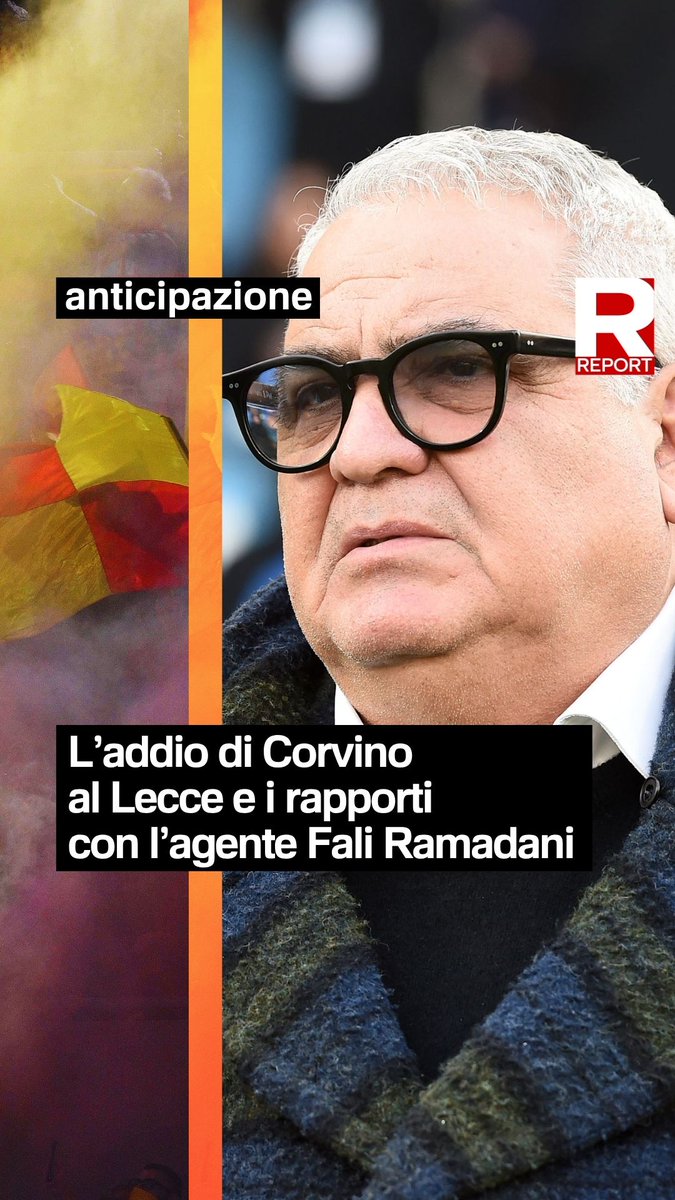 Corvino, da sei anni direttore sportivo del Lecce, ha annunciato ieri che lascerà il club. La notizia arriva a due giorni dalla puntata di Report e dopo l’intervista al presidente Sticchi Damiani in cui sono emersi i legami tra Corvino e l'agente Ramadani. Domenica, 20.30, #Rai3