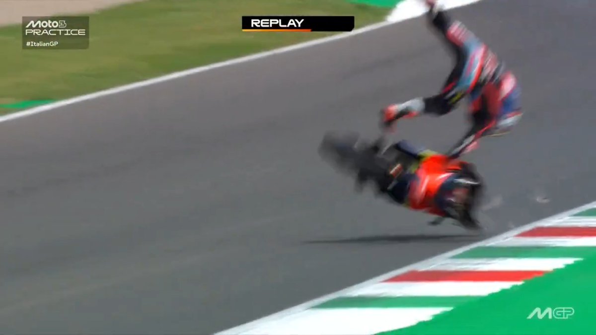 MASSIVE highside for Hakim Danish 😱 Thankfully he's already trying to get the bike back 😮‍💨 #ItalianGP 🇮🇹