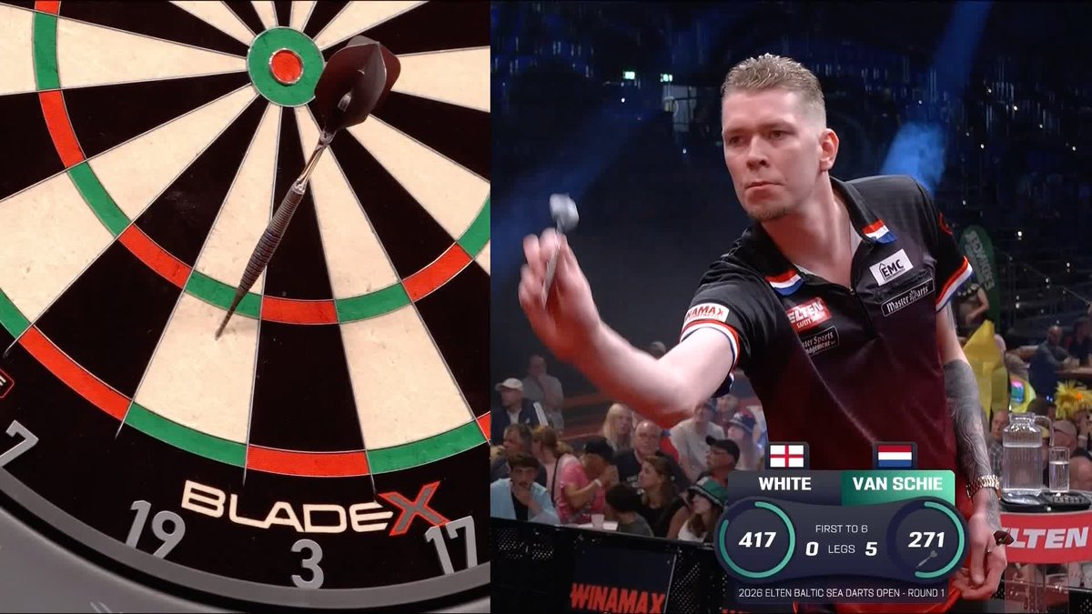 VAN SCHIE WHITEWASHES WHITE! Jimmy van Schie wins on his maiden European Tour appearance in some style, defeating Ian White 6-0 with a superb doubling performance! 📺 #ET8