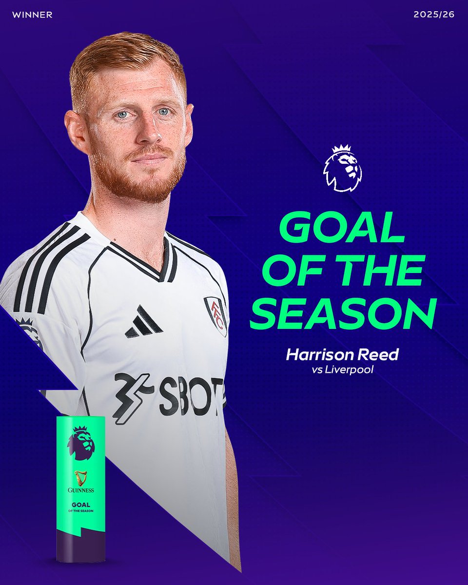 Harrison Reed's stunning strike against Liverpool has been named the Guinness Goal of the Season 🚀