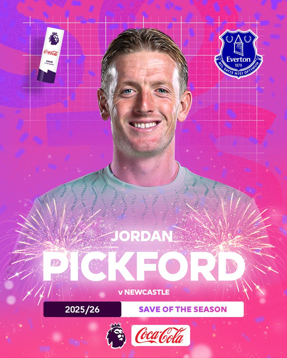 An amazing match-winning save for Everton in the 94th minute 🧤 Jordan Pickford wins Coca-Cola save of the Season for his stop against Newcastle 👏