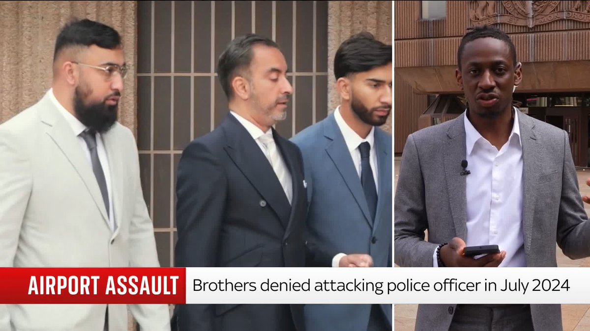 Two brothers accused of assaulting a police officer at Manchester Airport will not face a third trial. North of England Correspondent Shingi Mararike reports outside Liverpool Crown Court and explains the events. 📺 Sky 501, Virgin 602, Freeview 233