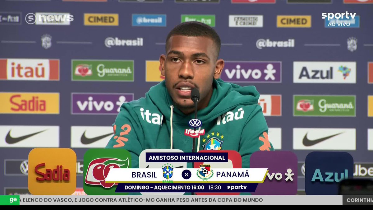 “Casemiro e Danilo falam sempre comigo e com o Endrick. Somos os mais jovens do grupo, temos 19 anos. Eles têm uma liderança muito forte. Eles falam pra gente jogar leve e não jogar com o peso que tem o Brasil.” 🎙️ Rayan. 🎥 sportv | ge
