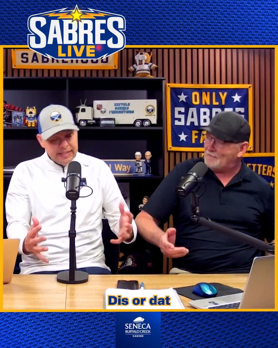 Dis or dat? 🤔 Lindy on the potential of carrying 3 goalies again next season... PLUS a bonus 'dis or dat' original dance move 🕺 Watch Lindy's full chat from today's Sabres Live ➡️