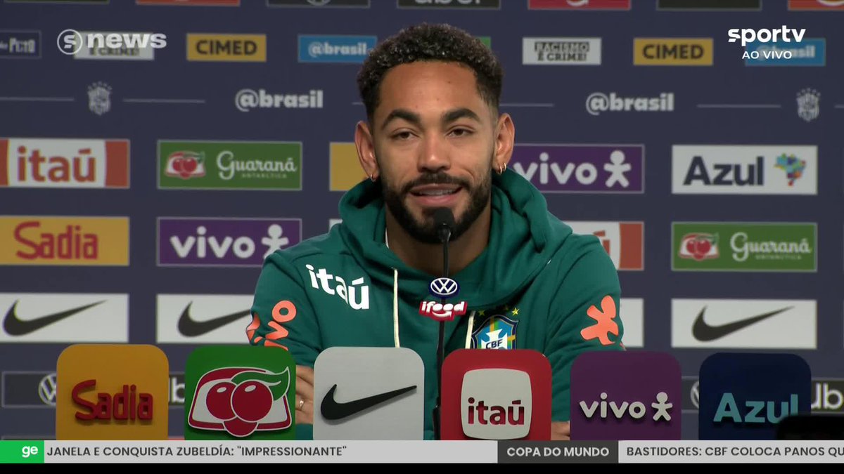 Matheus Cunha falando sobre o sonho de ganhar uma Copa do Mundo. 🎥 sportv | ge