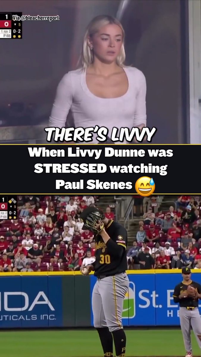 Livvy Dunne was GOING THROUGH IT watching Paul Skenes on the mound 😅 #MLB | #LetsGoBucs
