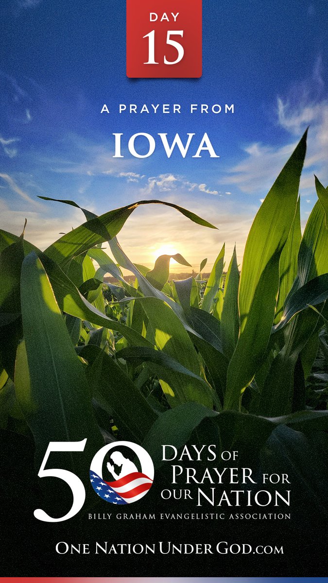 For the 50 days leading up to July 4, we have 50 pastors from 50 states leading us in prayer for our nation. Join us now for DAY 15 with Pastor Mark Vance from IOWA and share this with others. Let us know you’re praying in the comments below, and go to for all 50 videos and more… #OneNationUnderGod #50Days50States50Prayers BGEA