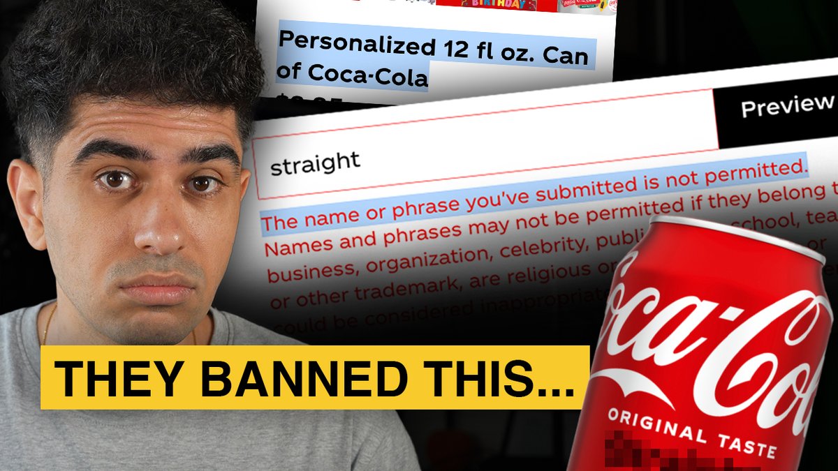 Coca-Cola blocks “Straight” on custom cans but allows other identities. I tested it.